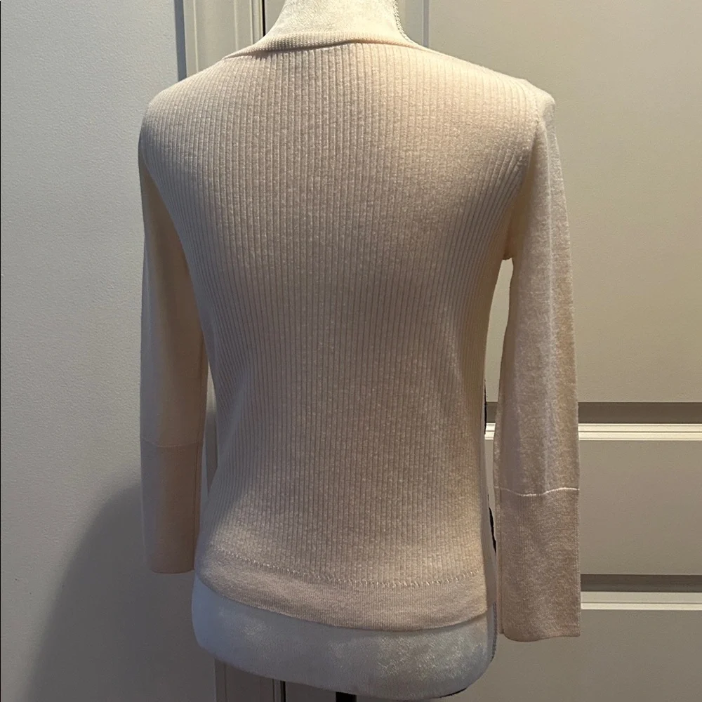 DIANE VON FURSTENBERG Shana Wool blend Sweater Ivory with Black Lace Appliqué S